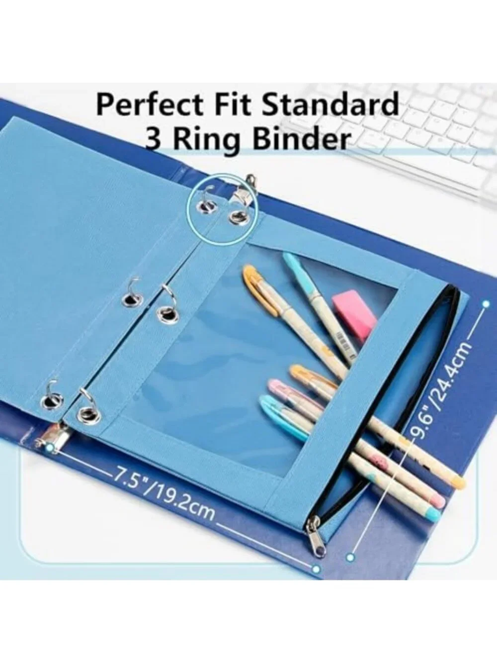12 Pack Smooth Zipper Pencil Pouches for 3 Ring Binders, School Supplies Set
